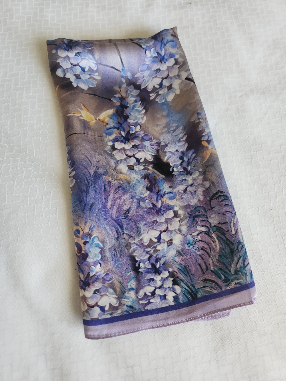 Floral Lavender Purple Silk Scarf